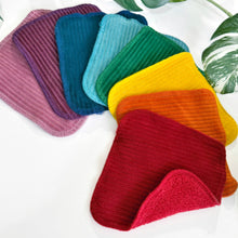 8 Organic Reusable Wipes | Rainbow Corduroy & Towelling Baby Wipes | New Baby Gift