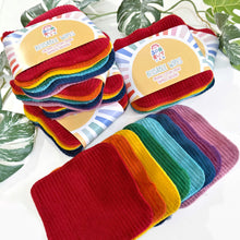 8 Organic Reusable Wipes | Rainbow Corduroy & Towelling Baby Wipes | New Baby Gift