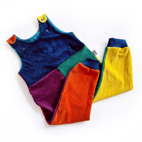 Organic Colour-Block Corduroy Unisex Kids Dungarees