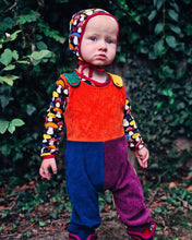 organic corduroy colour block dungarees