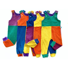organic corduroy colour block dungarees