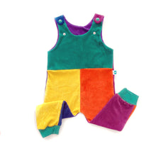 organic corduroy colour block dungarees