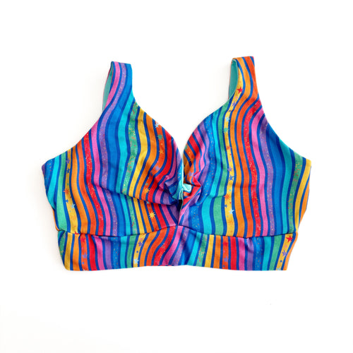 Rainbow Stripe Twist Front Bra