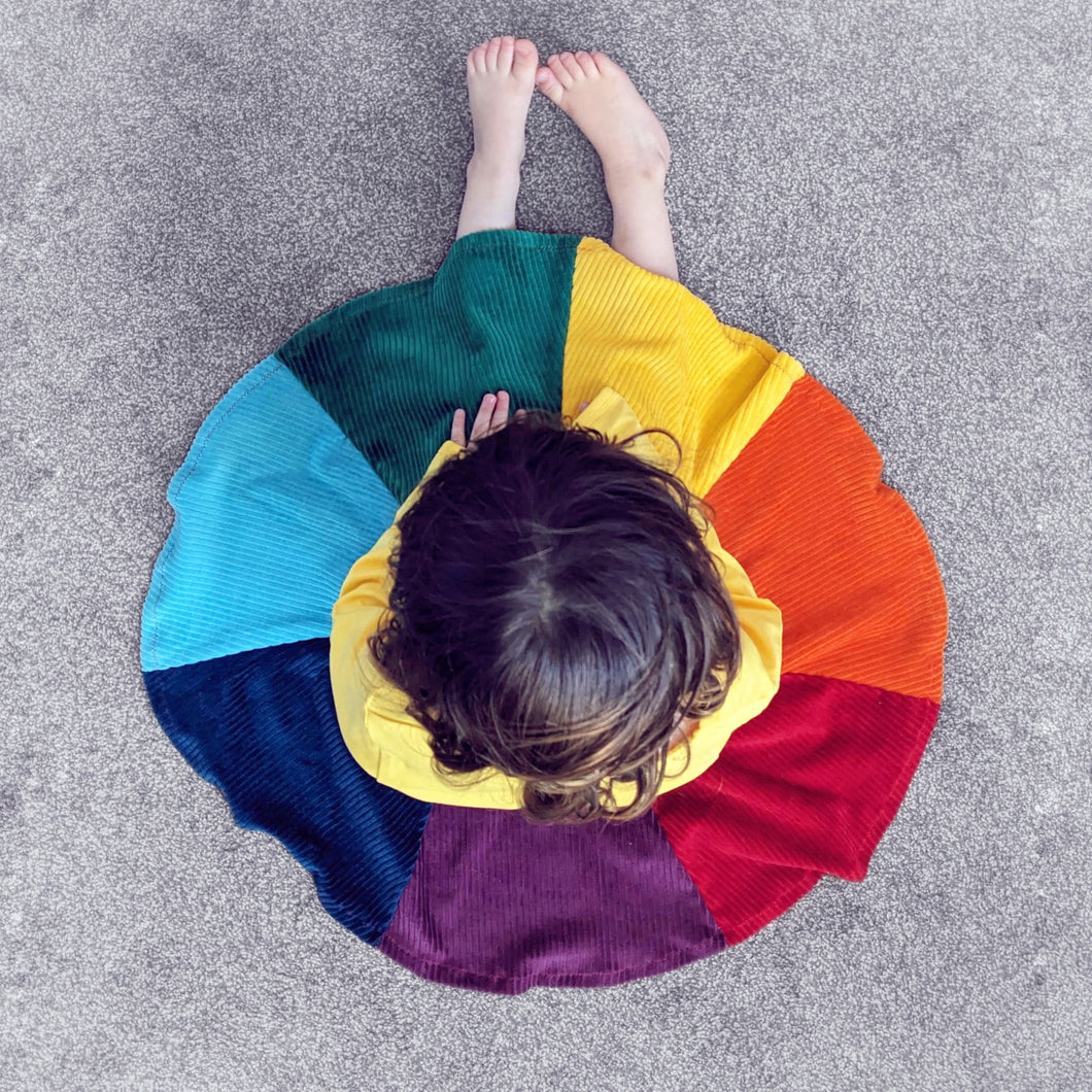 Rainbow Colour-Block Corduroy Skirt