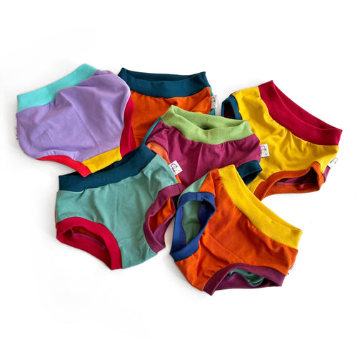 Children's Unisex Organic Pants - Mixed Pack of 3 | Colour Block | Ethical Kids Underwear