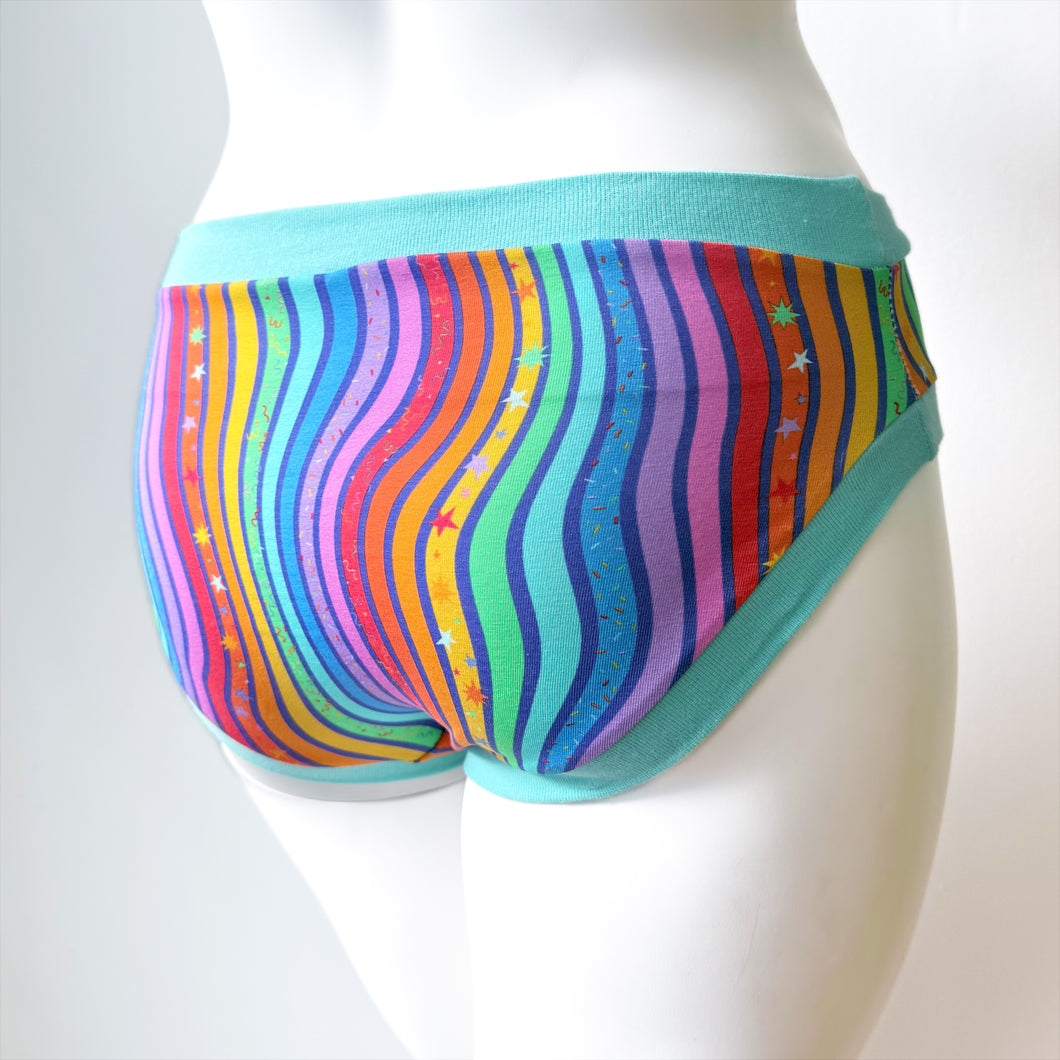 Rainbow Stripe Adult Pants | Women's Knickers | Organic Cotton Underwear