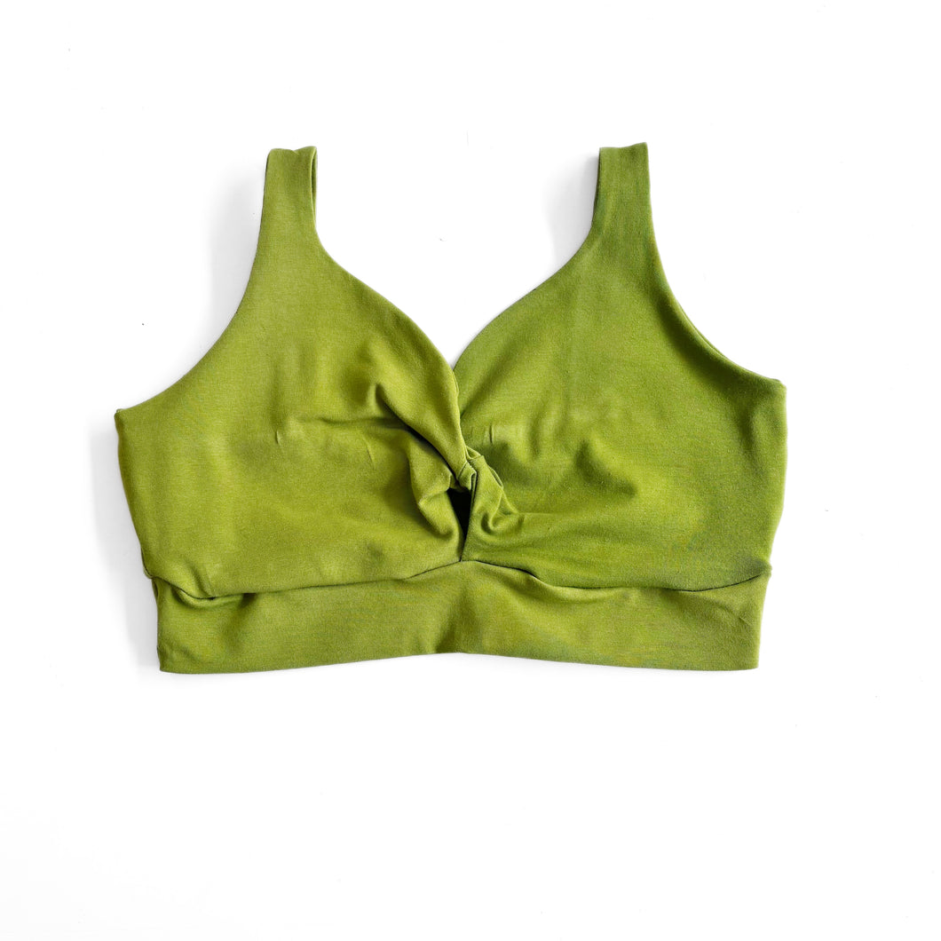 Avocado Green Twist Front Bra