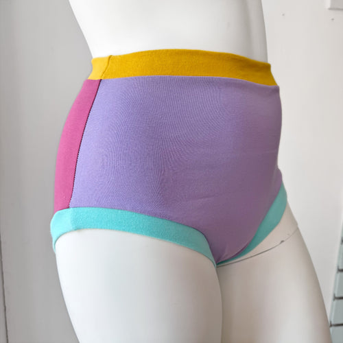 Pastel Colour Block High Waisted Adult Pants | Women's Knickers | Organic Cotton Underwear