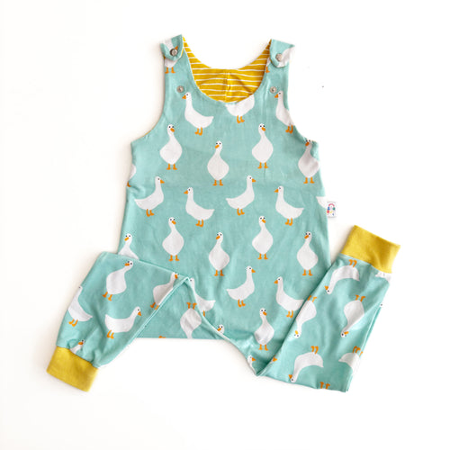 Goose Organic Dungarees | Kids Unisex Romper | Baby Dungarees