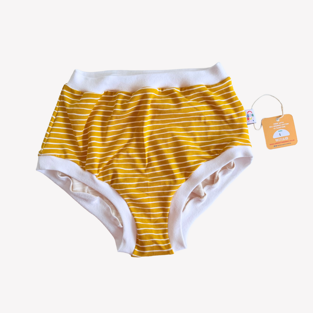 Yellow Stripe High Waisted Knickers - Large