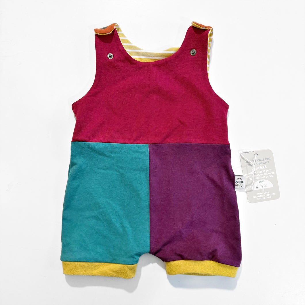 Colour Block Short Dungarees 6-12 - Sample