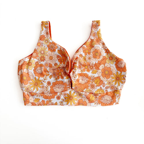 Retro Floral Twist Front Bra