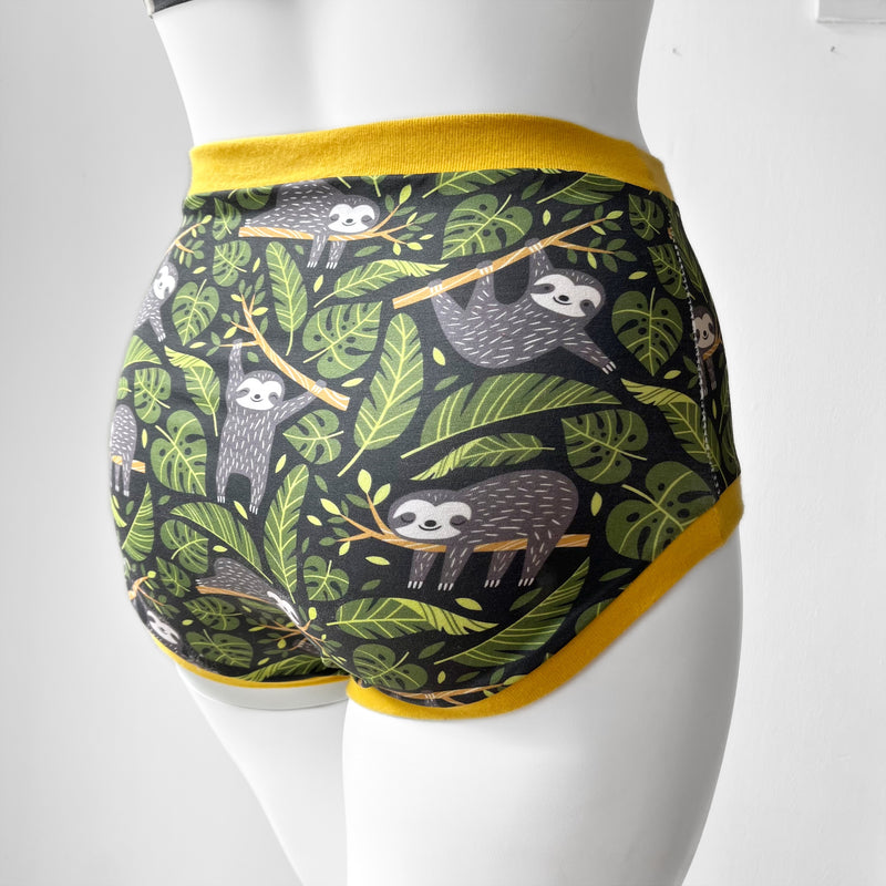 Sloth Canopy Women's Organic Cotton Underwear, Thong, Cheekini