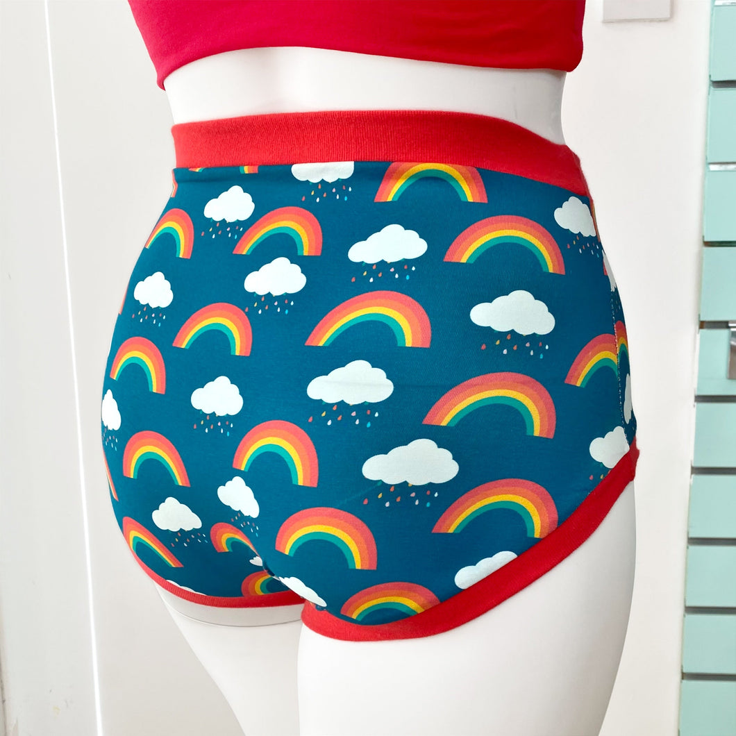 High Waisted Rainbow Adult Pants | Women's Knickers | Organic Cotton Underwear